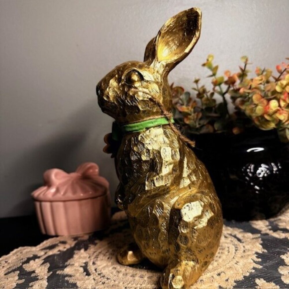 Gardeners Eden Gold Bunny Figurine NWT | Easter Spring Decor Accent